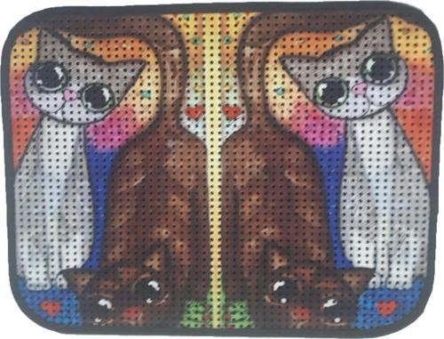 Elekli Desenli Kedi Tuvalet Önü Paspası 60 x 45 cm Kahve Beyaz Kedi