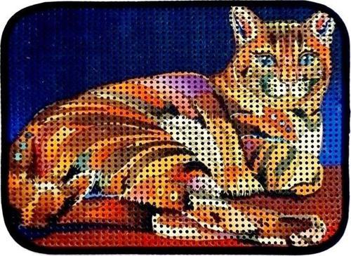 Elekli Desenli Kedi Tuvalet Önü Paspası 60 x 45 cm Kaplan