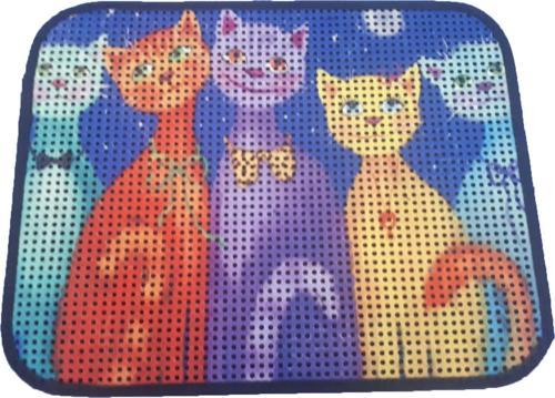 Elekli Desenli Kedi Tuvalet Önü Paspası 60 x 45 cm Papyonlu Kedi