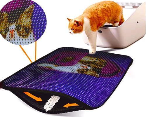 Elekli Desenli Kedi Tuvalet Önü Paspası 60 x 45 cm Sepette İki Kedi