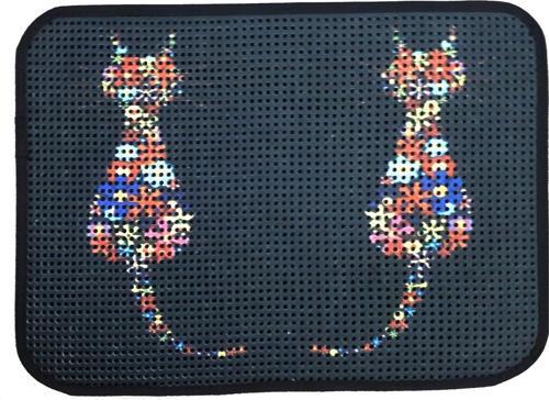 Elekli Desenli Kedi Tuvalet Önü Paspası 60 x 45 cm Ters Kediler
