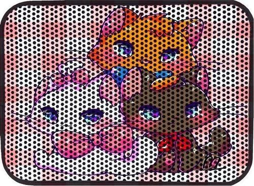 Elekli Desenli Kedi Tuvalet Önü Paspası 60 x 45 cm Three Colour