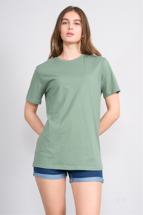Çetinkaya Fithit 3264 Bayan Bisiklet Yaka 30/1 Penye Regular Basic T-shirt Haki