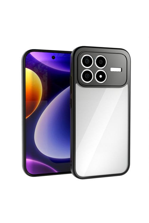 Poco F8 Pro Kılıf Kamera Korumalı Şeffaf Arka Yüzey BTBM New Roll Kapak - Siyah