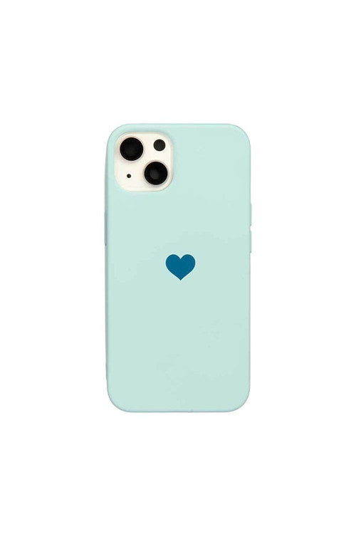 Iphone 15 Kalp Desenli Süet Içi Kadife Silikon Kılıf