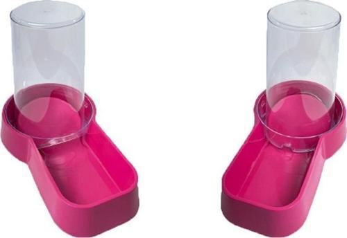 Hazneli Plastik Kedi-Köpek Mama ve Su Kabı 1,5 Lt Kare Fuşya 2 Adet