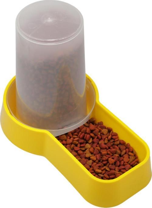 Hazneli Plastik Kedi-Köpek Mama ve Su Kabı 1,5 Lt Kare Sarı