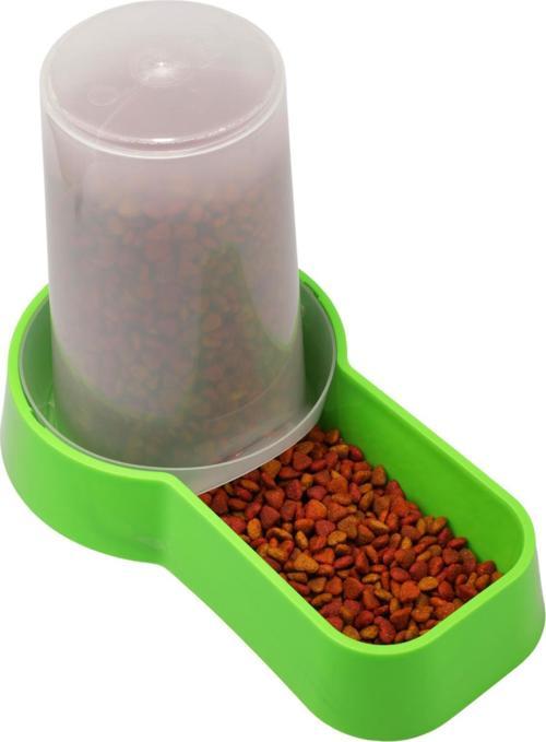 Hazneli Plastik Kedi-Köpek Mama ve Su Kabı 1,5 Lt Kare Yeşil