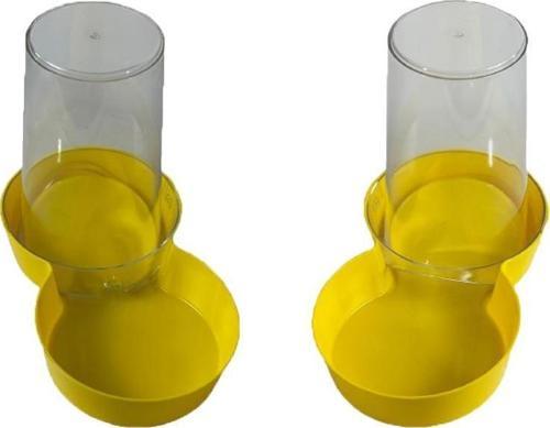 Hazneli Plastik Kedi-Köpek Mama ve Su Kabı 1,5 Lt Yuvarlak Sarı 2 Adet