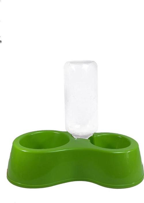 Hazneli Plastik Kedi-Köpek Mama Ve Su Kabı Seti 500ml Yeşil