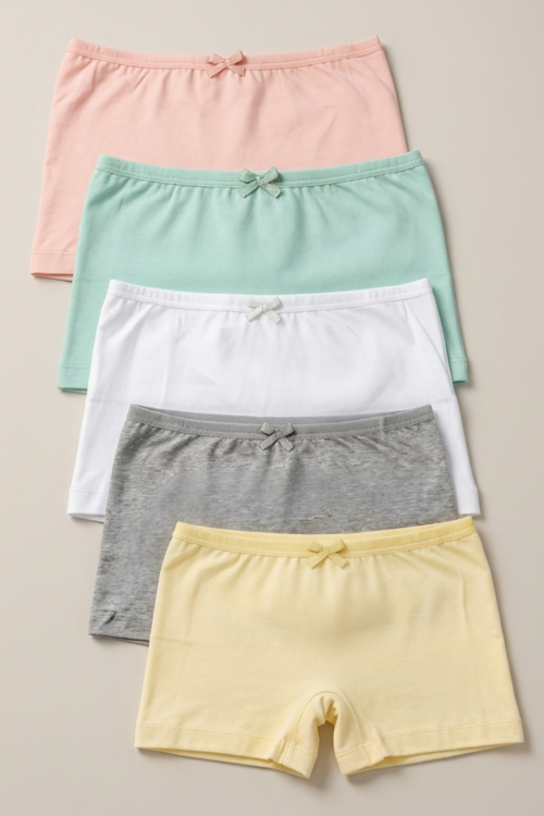 5'li Paket Kız Çocuk Boxer Çok Renkli