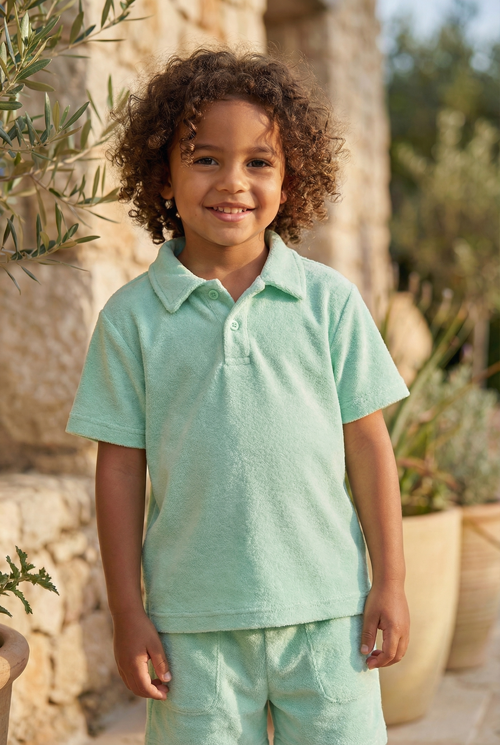 Çocuk Polo Yaka Havlu T-shirt Mint