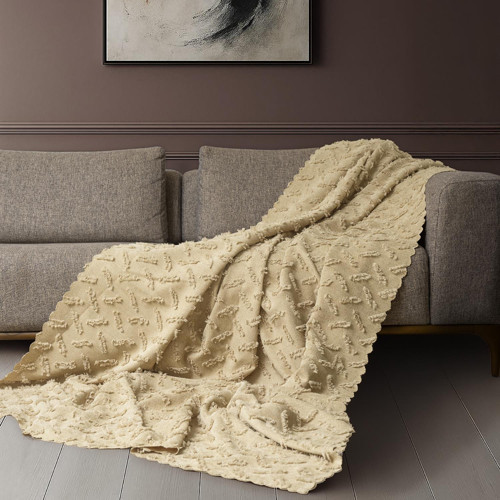 Ponela Koltuk Örtüsü Kaymaz Bohem Punch Kabartmalı 110x175 cm 2 Adet ( Berjer ) Kaymaz, Bej