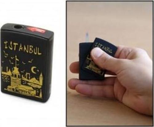 Kişiye Özel KIZ KULESİ TEMALI YANDAN MEKANİZMALI MAT SİYAH RENK MANYOTORLU METAL ÇAKMAK