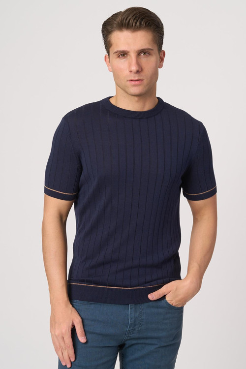 2025-Y 25050 O YAKA FİTİLLİ TSHIRT LACİ