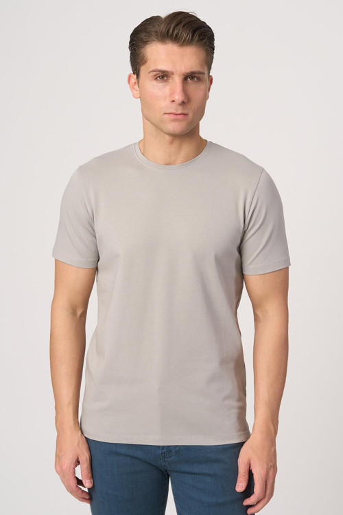 2025-Y 2576 BİSİKLET YAKA TSHIRT A.GRİ