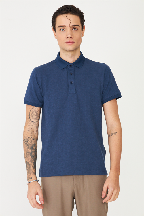 İndigo Polo Yaka T-Shirt