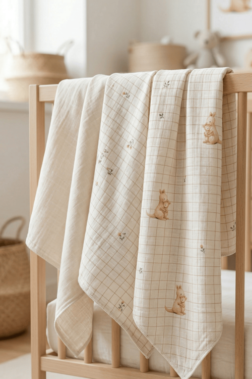 Little Organic's | 3’lü %100 Organik Pamuk Müslin Örtü - Battaniye Seti 75x80 cm | Oeko-tex | Gots - ZTBEST