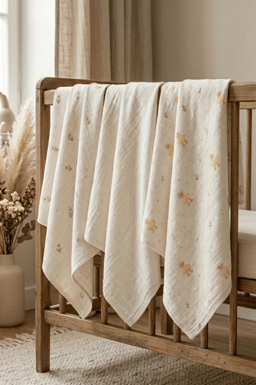 Little Organic's | 3’lü %100 Organik Pamuk Müslin Örtü - Battaniye Seti 75x80 cm | Oeko-tex | Gots - ZTBEST