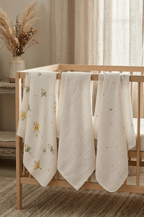 Little Organic's | 3’lü %100 Organik Pamuk Müslin Örtü - Battaniye Seti 75x80 cm | Oeko-tex | Gots - ZTBEST