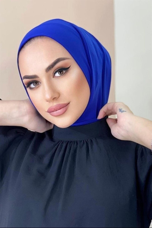 Cıtcıtlı Hazır Eşarp Şal Hijap Saks Mavisi Renk
