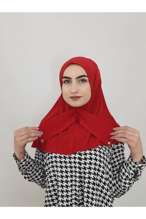 Cıtcıtlı Hazır Eşarp Şal Hijap Kırmızı Renk