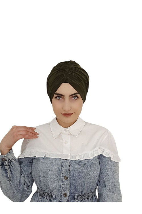 Mayo Ve Tesettür Mayo Üstü Uyumlu Hijab Bone Haki Yeşili