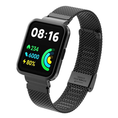 Redmi Watch 2 Lite Uyumlu KRD-66 Metal MKST Kordon-Siyah