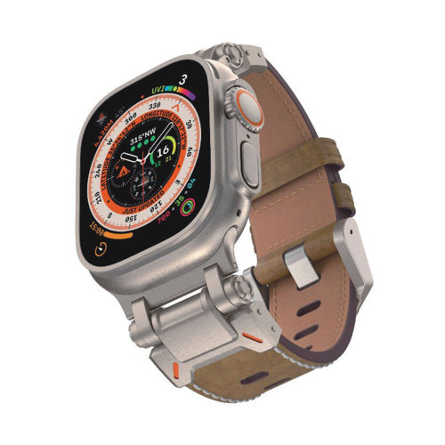 Watch 7 45mm MKST KRD-114 Metal Başlıklı Suni Deri Kordon-Taba