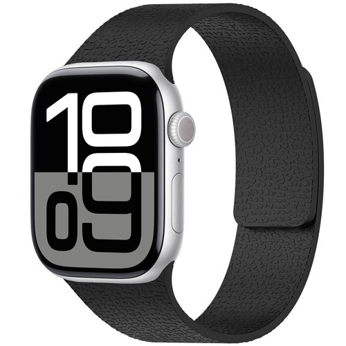 Watch 10 42mm MKST KRD-136 Kabartma Desenli Silikon Kordon - Siyah