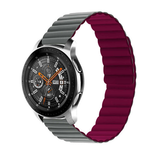 Amazfit Pace Uyumlu KRD-52 MKST Kordon-Gri-Kırmızı