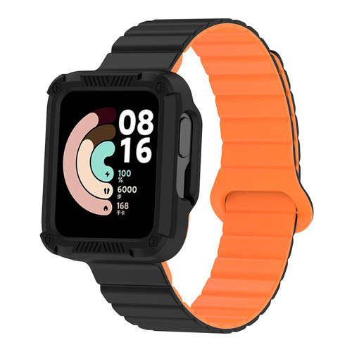 Redmi Watch 1 Silikon Kordon MKST KRD-105 Strap Kayış-Siyah-Turuncu