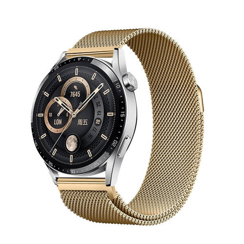 Huawei GT2 42mm MKST Band-12 20mm Metal Hasır Kordon-Gold