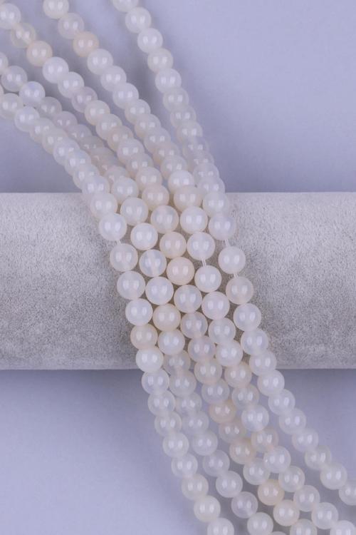 Beyaz Akik Doğal Taş Dizi 8 mm Küre Kesim