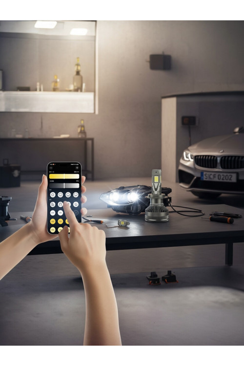 H4 App Kontrolü Bluetooth İle Telefondan Led Zenon25.00Lümen 2700K-6500K Renk Değişimi 2W-80W