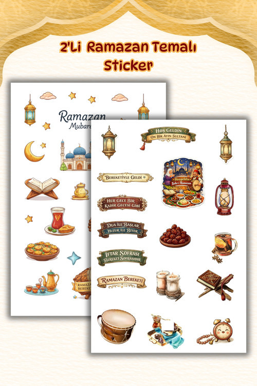 2 Li Ramazan Temalı Sticker Set/Etiket/Bullet Journal,Defter/Telefon/Laptop/Çıkartma