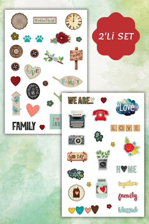 2 Li Şükür,Motto,Motivasyon,Manifest Aile Sticker Set/Bullet Journal İçin Uygun
