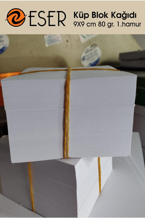 Eser Küp Blok Kağıdı 9X9 Cm 80 Gr. 1. Hamur Beyaz Kağıt (500 Sayfa)
