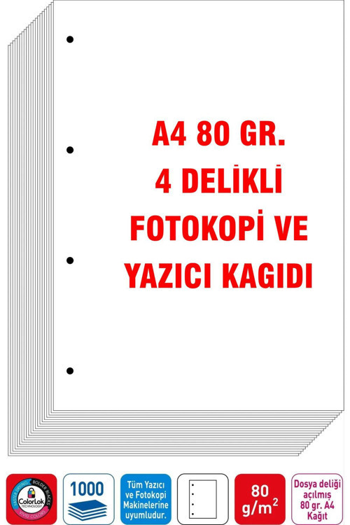Eser 4 Delikli Navigator Marka A4 Fotokopi Yazıcı Kağıdı 80 Gr. 2500 Adet (5 Pk. A4)