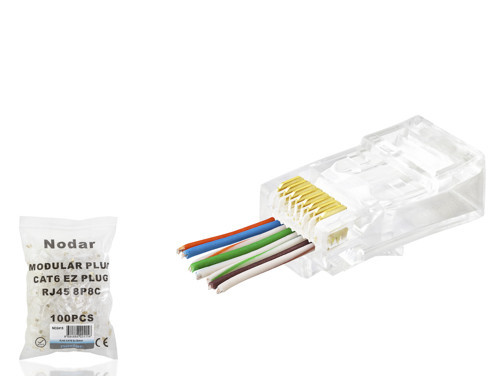 ND2415 CAT6 EZ RJ45 Konnektör 100 Adet Plastik Kutu - Şeffaf