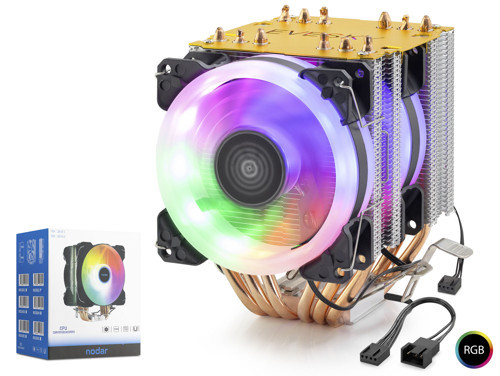 ND2606 CPU İşlemci Kule Tipi Soğutucu 600 Serisi Çift Fanlı 6 Bakır Borulu RGB