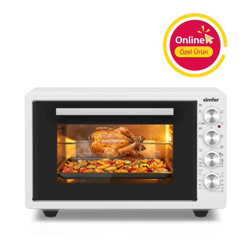 4262 Beyaz 42 LT Turbo Fan Piliç Peçirme Mini/Midi Fırın - 6 Fonksiyon,Yoğurt Yapma, Buz Çözme & İç Aydınlatma