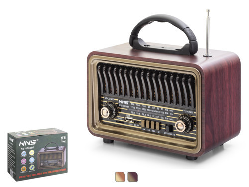 NS8069BT Bluetooth Nostaljik FM Radyo TWS USB TF Taşınabilir Hoparlör - Maun