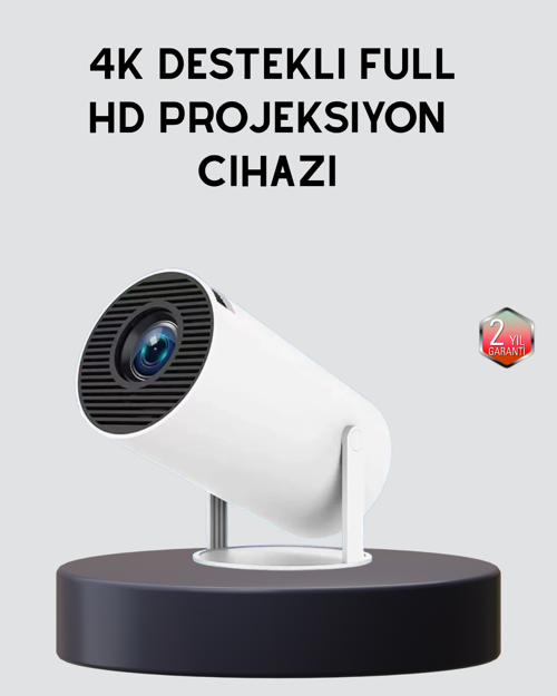 tekno Ev Sineması Projeksiyon Cihazı – 160 ANSI Lümen, 4K Uyumlu ve Kablosuz Görüntü Aktarı