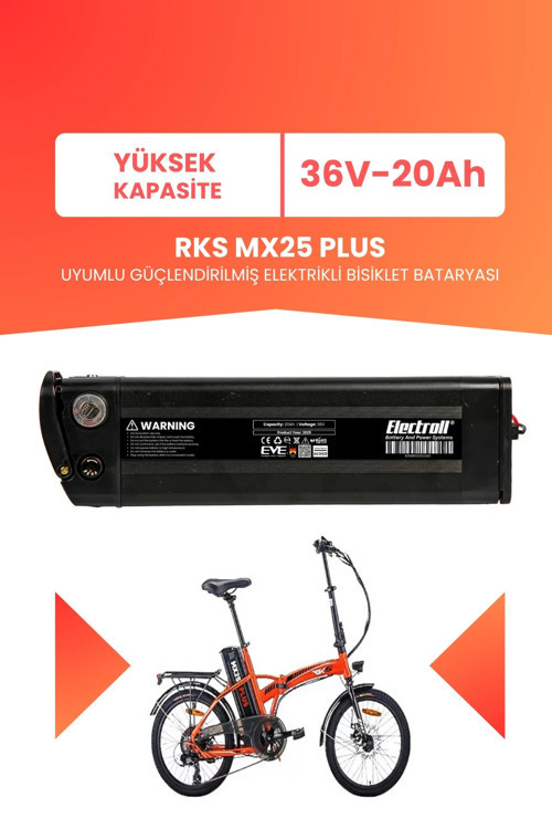 RKS MX25 PLUS Uyumlu 36V 20Ah (Yüksek Kapasite) Güçlendirilmiş Elektrikli Bisiklet Bataryası