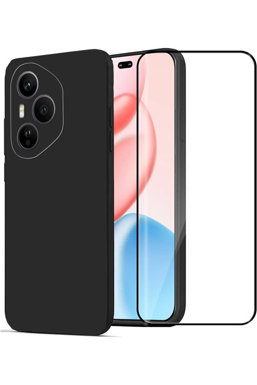 Honor 400 Pro Kılıf First Soft Tpu Silikon Kapak + Tam Kapatan Pet Ekran Koruyucu