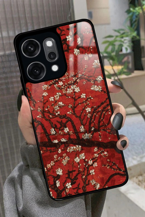 Reno 14 Pro Uyumlu Van Gogh Kırmızı Ağaç Tablo Tasarımlı Glossy Premium Kılıf