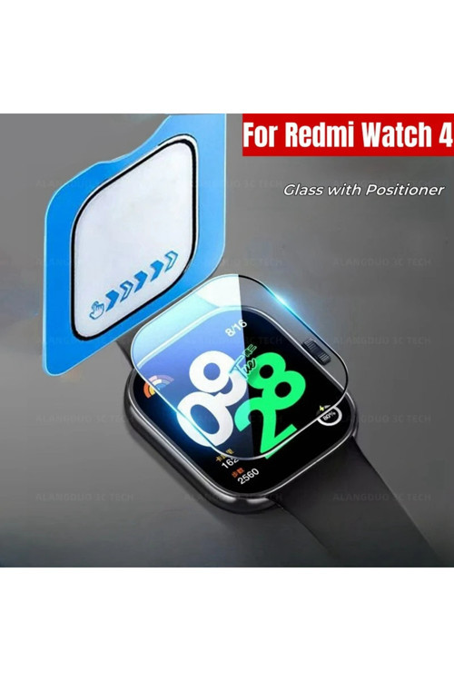 Redmi Watch 4 Uyumlu Kolay Kurulum Aparatlı Temperli Cam Ekran Koruyucu