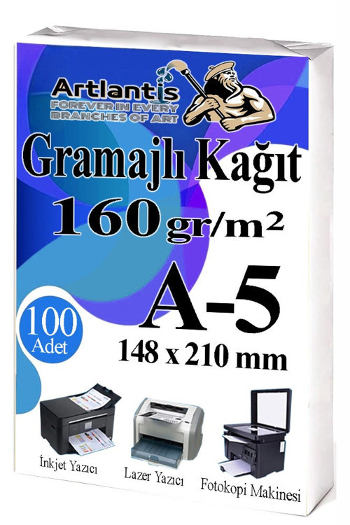 A5 Gramajlı Fotokopi Kağıdı 100 Adet 160 gr Sertifika Kağıdı Kalın Kağıt Baskı Tüm Yazıcılara Uyumlu 14.8x21cm Ofis Büro