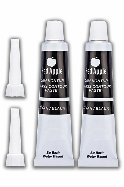 Siyah Kontür Boyası 20 ml 2 Adet Red Apple Cam Vitray Boyası Kontur Boyası Ana Hatları Çizme Sanatsal Hobi
